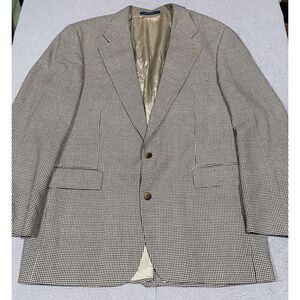 Polo University Club Blazer Size 46 Houndstooth Silk‎ Wool Ralph Lauren VTG Read